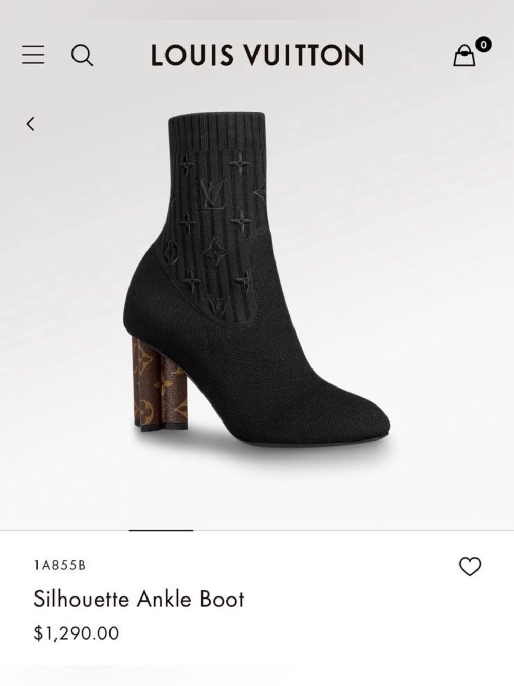 Authentic LV Louis Vuitton Silhouette Sock heels Ankle Boot Sz 38 $1290 RETAIL